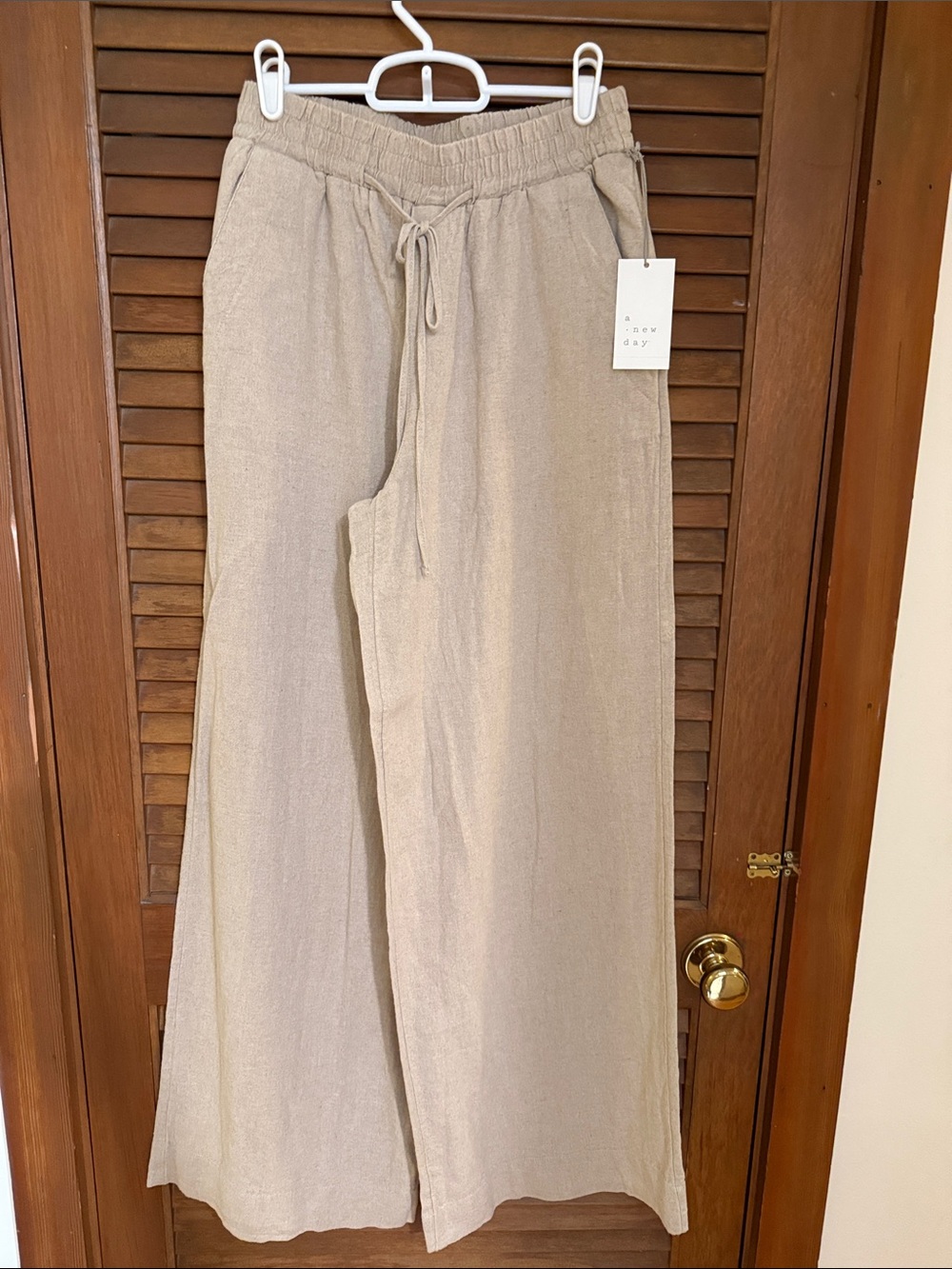 a new day Wide-Leg linen blend natural Drawstring Pants